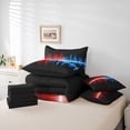 thumbnail image 6 of Homewish Waves Geometric Striped 7pcs Bedding Comforter Set,Abstract Geometric Lines Queen Bedding Sets,Red Blue Black Queen Sheet Sets For Children,Breathable Home Decor Reversible, 6 of 8