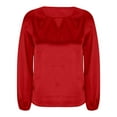 thumbnail image 4 of Olyvenn Women's Satin Silk Blouse 2025 Keyhole Neck Long Sleeve Tops Elegant Casual Office Work Dressy Shirts Pullover Tops Red 12-14, 4 of 7