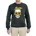 thumbnail image 2 of Skull Sunflower Skeleton Bandana Inspirational/Christian Unisex Crewneck Graphic Sweatshirt, Heather Black, 3XL, 2 of 3