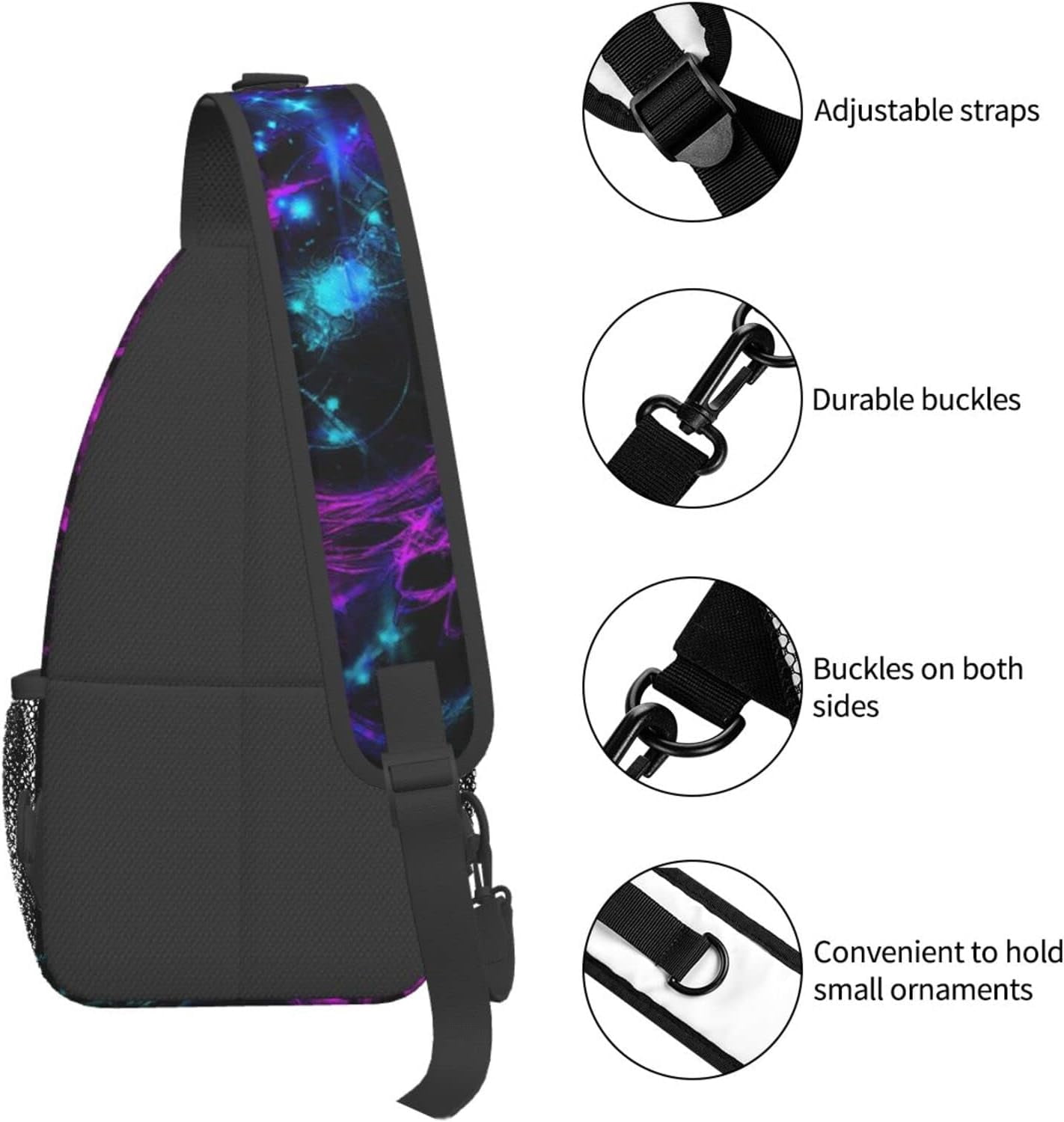 Glow in Dark Splatter Neon Sling Bag Crossbody Hiking Travel Chest Bags Backpack Shoulder Daypack for Women Men