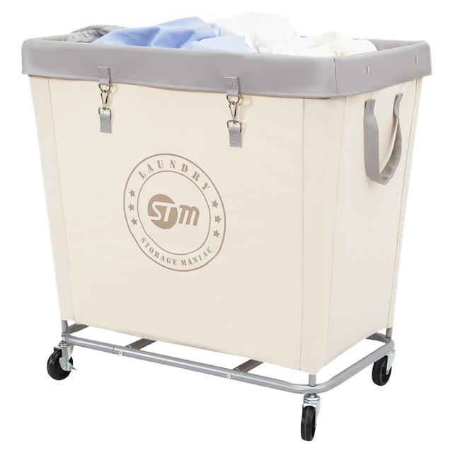 Carro para ropa sucia STORAGE MANIAC de 320 L con estructura de acero, beige