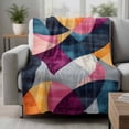 thumbnail image 2 of Colorful Abstract Blanket Soft Cozy Warm Throw Blanket for Couch, Plush Fuzzy Flannel Fleece Blankets for Sofa, Modern Geometric Vintage Bed Blankets Lightweight Gifts for Women, 50"x80", 2 of 9