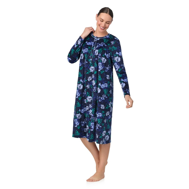 Aria Women s Knit Velour Long Sleeve Ballet Nightgown Sizes XS 5X