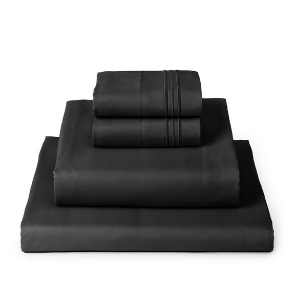 Mellanni 4-Piece Iconic California King Bedsheet Set - Microfiber, 16" Deep Pocket, Cooling, Wrinkle, Fade, Stain Resistant, Black