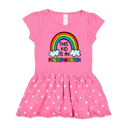 

Inktastic This Kid is in Kindergarten Cute Rainbow and Clouds Gift Toddler Girl Dress