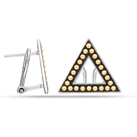 LeCalla 925 Sterling Silver Light-Weight Hypoallergenic Triangle Omega Back Stud Earrings Jewelry Gifts for Women and Teen 17MM