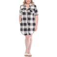 thumbnail image 2 of White Mark Short Sleeve Plaid Button-Down Dress, Women's Plus, 1X-3X, 2 of 6