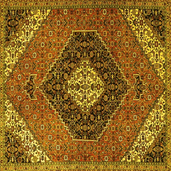Ahgly Company Machine Washable Indoor Square Persian Yellow Traditional Area Rugs, 7' Square
