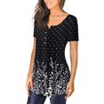thumbnail image 2 of Women's Short Sleeve Henley Shirts Ruffle Casual Tunic Tops Solid Color, 2 of 4