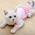 thumbnail image 5 of Traje de recuperación profesional para gatos Ropa quirúrgica para heridas abdominales Diseño de rejilla para gatos Collar Cono Sustituto después de la cirugía （Rosa） BRI Rojo Verde, 5 of 5