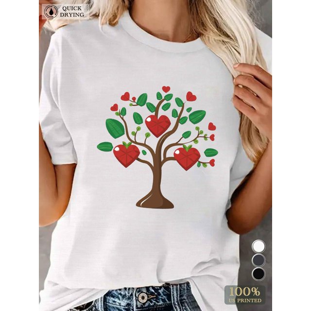 Tree Hearts Leaves Happy Valentines Day Women'S Comfit T-Shirt Tee For Adult, Men, Women, Teen, Teenager, Adolescent, Youth
