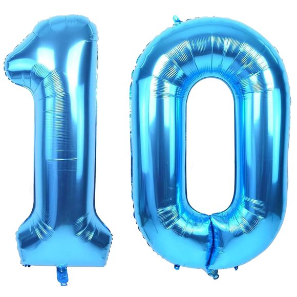 Balloon LVMOQIQIU, lámina azul, número 10, 40 pulgadas, 2 unidades
