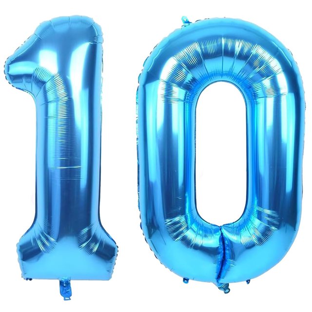 Balloon LVMOQIQIU, lámina azul, número 10, 40 pulgadas, 2 unidades