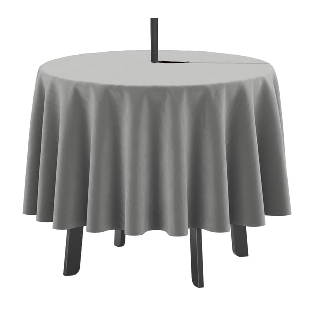 Vargottam Nappe Ronde Intérieure/extérieure 58 Pouces Nappe Ronde avec Parasol, Nappes de Patio Imperméables à Fermeture Éclair, Couvertures de Table Printemps/été pour Table Circulaire/jardins/bbq/pique-Nique - Gris