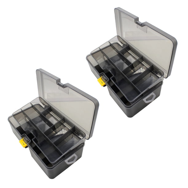 2X Caja de Aparejos de Pesca de Doble Capa SeñUelos Cebo Estuche de Almacenamiento Organizador Contenedor Organizador Contenedor Accesorios