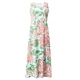 thumbnail image 4 of Birdeem Robes pour Femmes Robe Longue Sans Manches en Coton et Lin à Col Rond Imprimé, 4 of 9