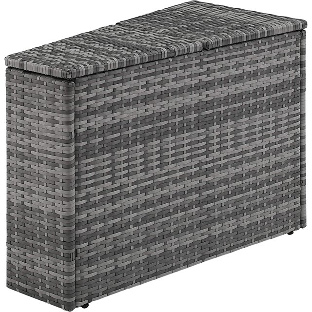 Crosley Catalina Wicker Patio Storage Arm Table in Gray