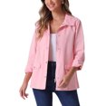 thumbnail image 4 of INSPIRE CHIC Women's Utility Jackets Drawstring Waist Flap Pocket Zip Button Jackets M Pink, 4 of 6