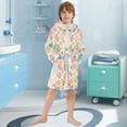 thumbnail image 5 of FORMRS Niños Bathrobe Unisex Hooded Robe Soft Plush Pajamas Sleepwear, Size 7-9T, Pink Abstract Pattern, 5 of 7