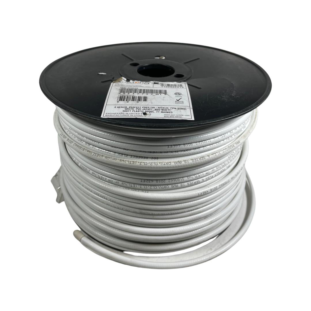 500' Reel PPC Perfect Flex Broadband Coaxial Cable P6ET77VVWLF RG6 White 