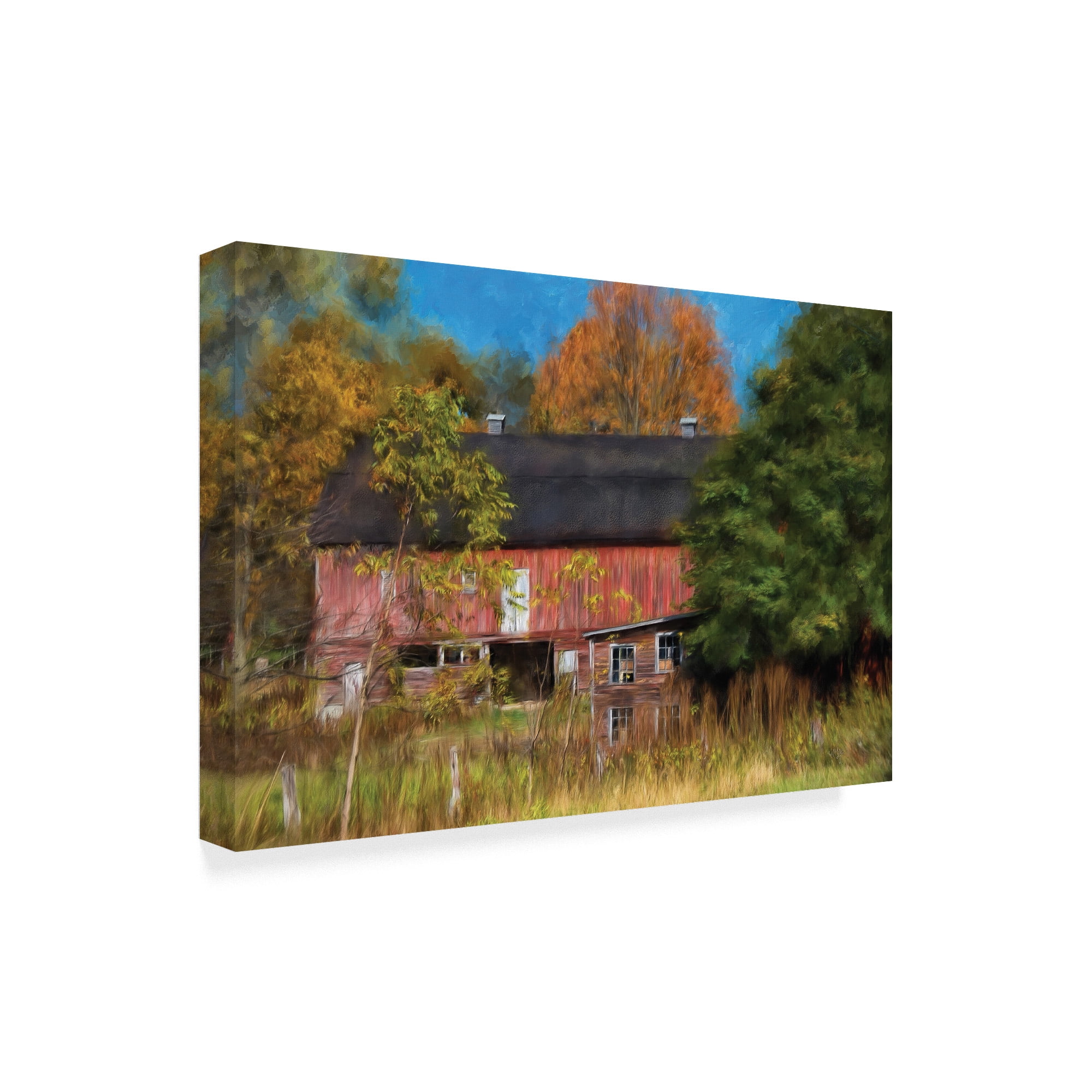 Trademark Fine Art 'Red Barn in October' Canvas Art by Lois Bryan