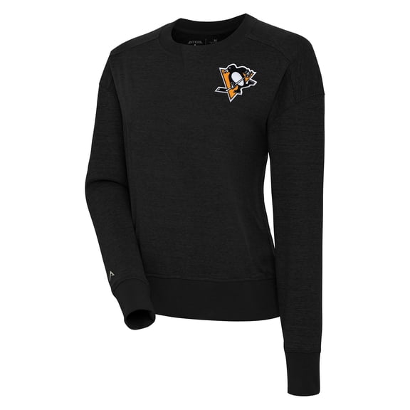 Women's Antigua Black Pittsburgh Penguins Forward Fleece Pullover Sweatshirt