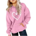 thumbnail image 2 of WQNVRNR Kids Valentine's Day Hoodie- Casual Fleece-Lined Long Sleeve Heart Sweatshirt with Pocket Pink Size 14, 2 of 6