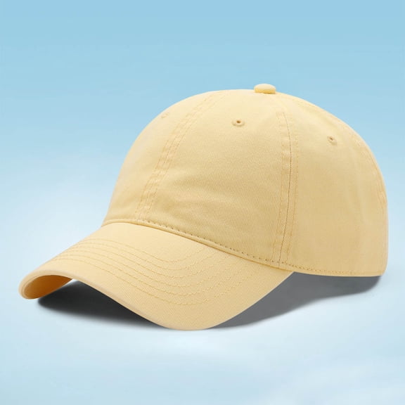 Unisex Cotton Baseball Cap Adjustable Soft Top Solid Color Dad Hat Curved Brim Sun Protection Cap for Casual Outdoor All Season Wear,Light Yellow