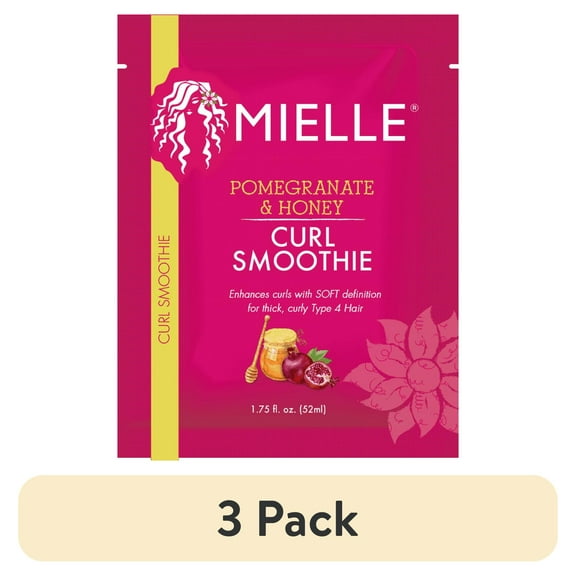 (3 pack) Mielle Organics Pomegranate & Honey Curl Smoothie Packette 1.75 oz, Curly, Moisturizing, Unisex