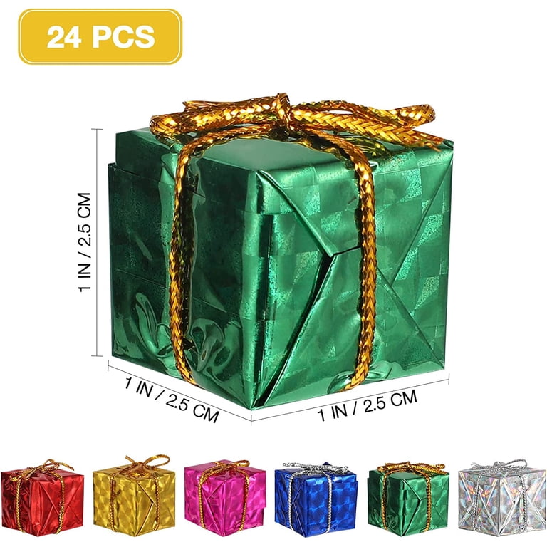 JIEYAO 30-Pack Christmas Mini Gift Box Ornaments - 6 Colors, 0.98" Foam Hanging Decor For Tree & Home
