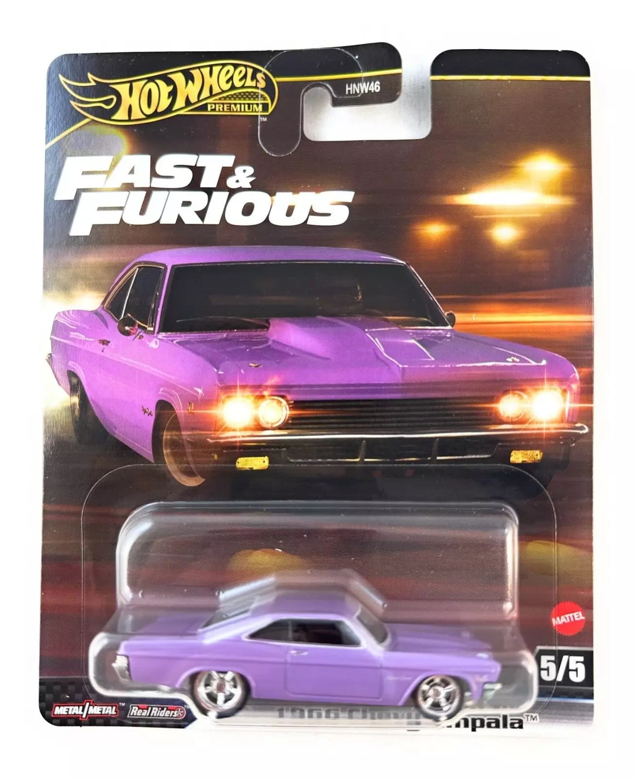Hot Wheels Fast & Furious Die-Cast Cars Collection, 5-Pack Set, Mazda RX-7, Nissan Skyline, Dodge Charger Hellcat
