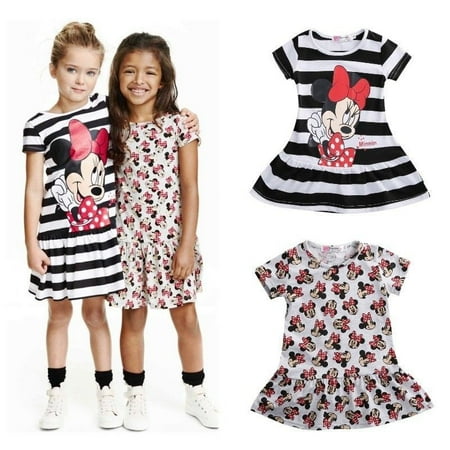 Girls Striped Sundress - Kids Toddler Baby Girls Stripes Print Summer Short Sleeves Casual Dress Sundress