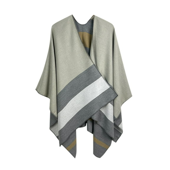 Cavosen Elegant Shawl Wraps Knit Vintage Cardigan Cape Stripe Soft Open Front Scarves Oversized Winter Everyday Wear