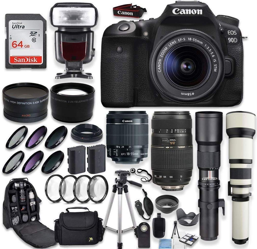 Canon EOS 90D DSLR Camera + Canon EFS 1855mm + Tamron 70300mm Lens