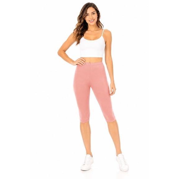 Women's Lightweight Solid Casual High Waist Running Yoga Daily Workout Capri Leggings