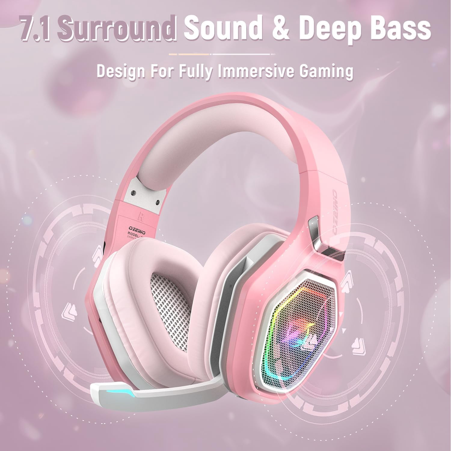 2.4GHz Wireless Gaming Headset with Flip Mic, USB-A & USB-C Transmitter, 40Hr Battery Gaming Headphones for PS5, PS4, PC, Laptop, Mobile, Mac