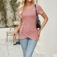 thumbnail image 6 of ZyeKqe Summer Tops for Women Ribbed Knit Short Sleeve Shirts Crewneck Slim Fitted Tunic Top Blouses, 6 of 9
