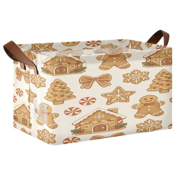 Christmas Cookie Foldable Storage Large Fabric Storage Baskets Organizer Storage Bins with Handles for Shelves