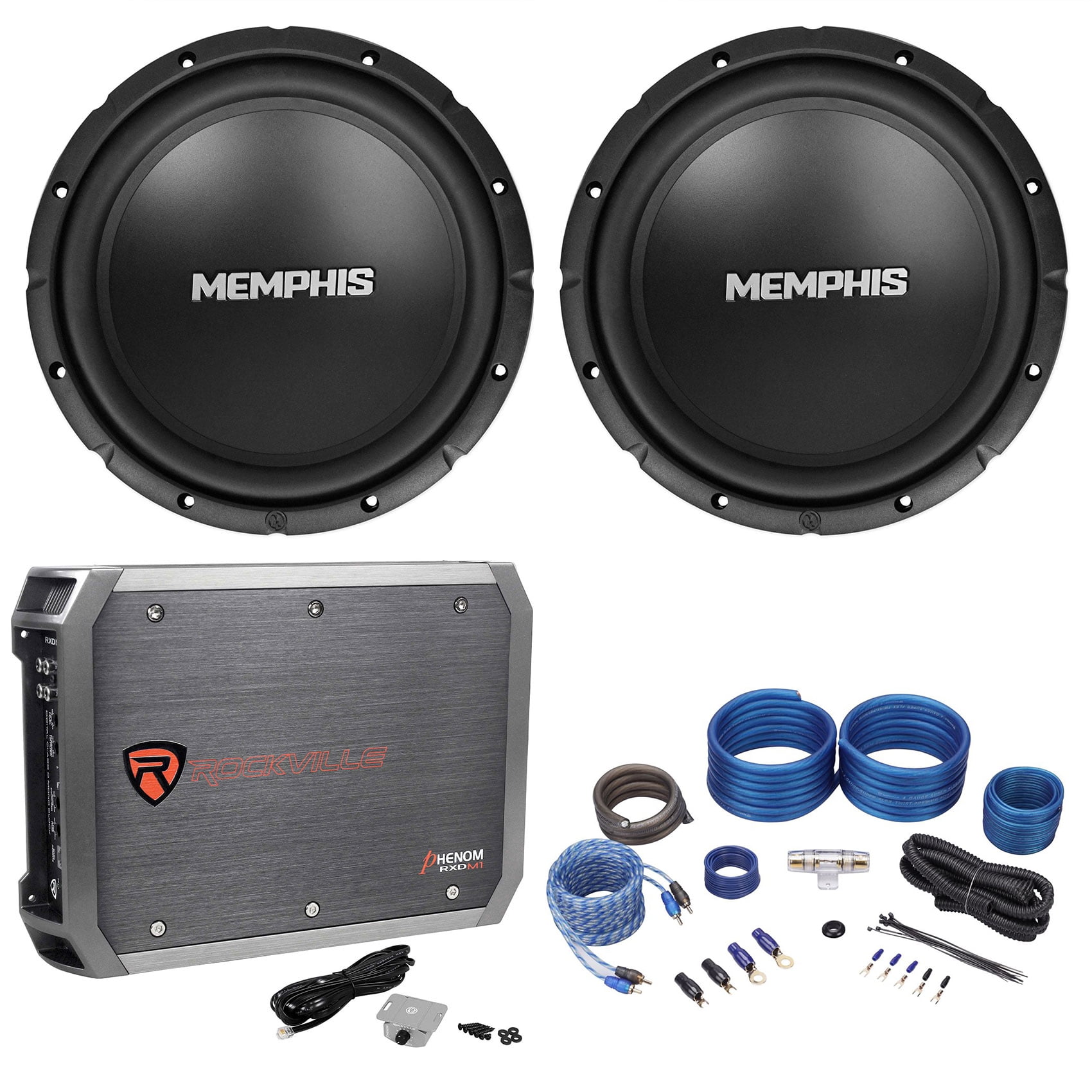 2 Memphis Audio Srx1044 10 400w Srx Car Subwoofers Subs Mono Amplifier Amp Kit Walmart Com