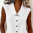 thumbnail image 6 of LNWUY Women's Wrinkle Free Sleeveless Button Down Shirts Blouses Solid Color Business Casual Loose Tank Tops for Work White XXXL, 6 of 7