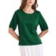 thumbnail image 1 of BLUSA ELEGANTE DE MANGA CORTA Y CUELLO REDONDO PARA MUJERES CHIC, TAMAÑO XS, VERDE OSCURO, 1 of 6