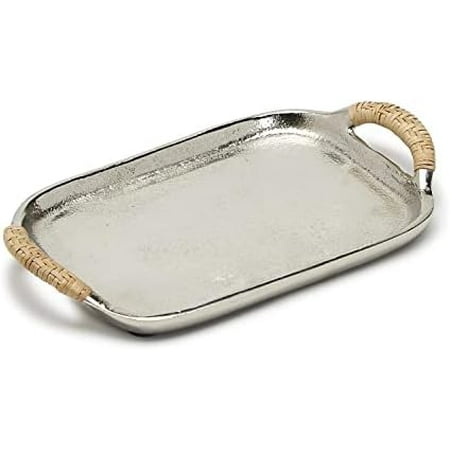 

Palma 10 Decorative Silver Aluminum Tray W/Handles