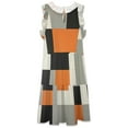 thumbnail image 4 of Beige And Black And Orange Squares Women's Fashion Casual Dress Summer Stand Up Collar Ruffles Sleeve Dress Elegant Dresses, 4 of 4