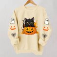 thumbnail image 5 of Women's Cute Black Cat in Pumpkin Sweatshirts Halloween Graphic Pullovers Long Sleeve Crew Neck Casual Fall Tops, 5 of 5