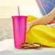 thumbnail image 5 of Vaso Textura diamante doble pared 700 ml con popote Rosa, 5 of 6