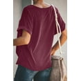 thumbnail image 2 of New Women's Solid Color Twist Short Sleeve Crewneck Loose T Shirt, 2 of 2