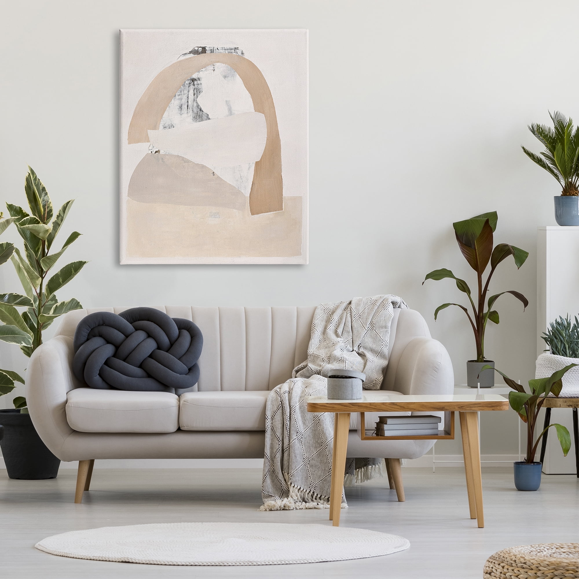 Stupell Industries Simple Beige Abstract Abstract Painting Gallery Wrapped Canvas Art Print Wall Art, 36 x 48