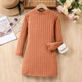thumbnail image 6 of JSGEK Girl's Long Sleeve Sweater Dresses Kids Knit Tunic Dress Casual Crew Neck Dress Vacation Dresses Trendy Clothes Orange 9 Years, 6 of 8