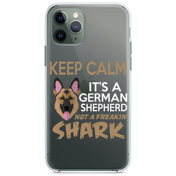 DistinctInk Clear Shockproof Hybrid Case for iPhone 12 Pro MAX (6.7" Screen) - TPU Bumper Acrylic Back Tempered Glass Screen Protector - Keep Calm - It's a German Shepherd
