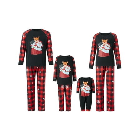 

Ma&Baby Family Matching Christmas Parent-Children Pajamas Sets 2Pcs Sleepwear Christmas PJs Bodysuits